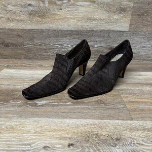 Liz claiborne Labrynth Brown Crocodile pattern Stretch Bootie Women's Size 10
